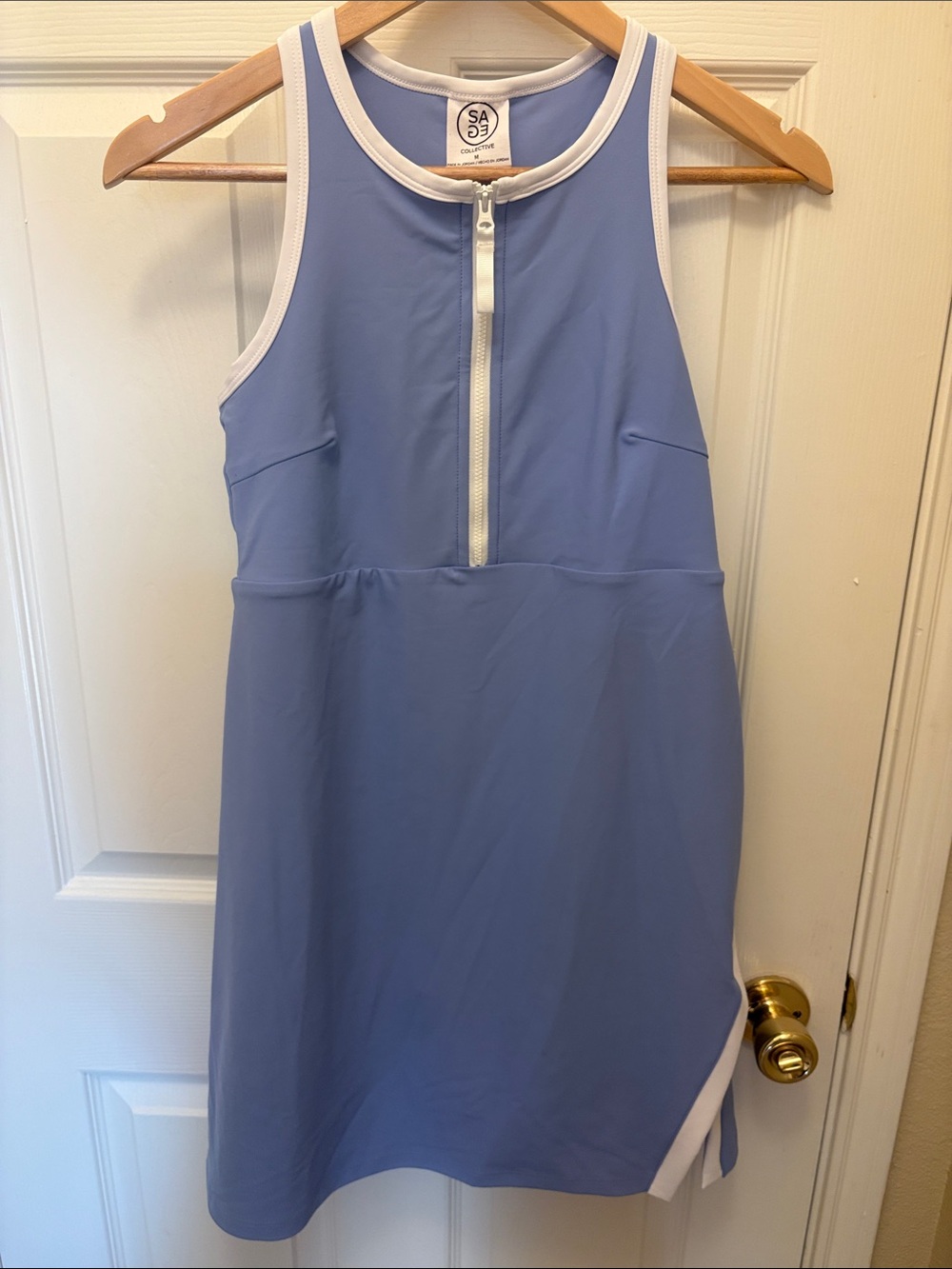 SAGE Lavender Athletic Tennis Dress with Front Zip Medium